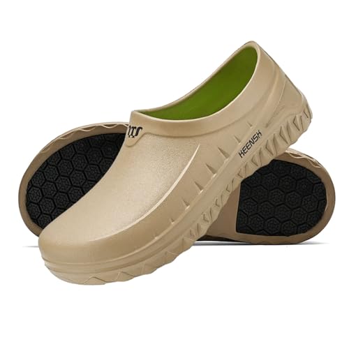 MEIAGDT Gartenschuhe Damen Herren küche Clogs Kochschuhe Arbeitsschuhe Wasserdichter rutschfest ölbeständige Gummi Medizinische Gesundheitsschuhe Sanitär Pantoletten Khaki 41 von MEIAGDT