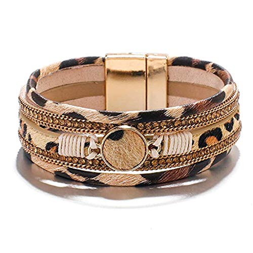 MEIBAOGE Leopard Wrap Armbänder für Frauen Multilayer Wide Cheetah Print Cuff Armreif Frauen zeigt 195 Cm/768 Zoll von MEIBAOGE