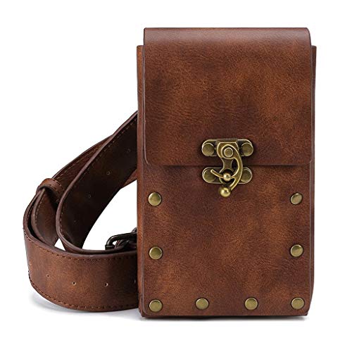 MEIBAOGE Steampunk Wandergürteltasche Damen Multifunktions Herren Gürteltaschen Handytasche,Gürteltasche-Braun von MEIBAOGE