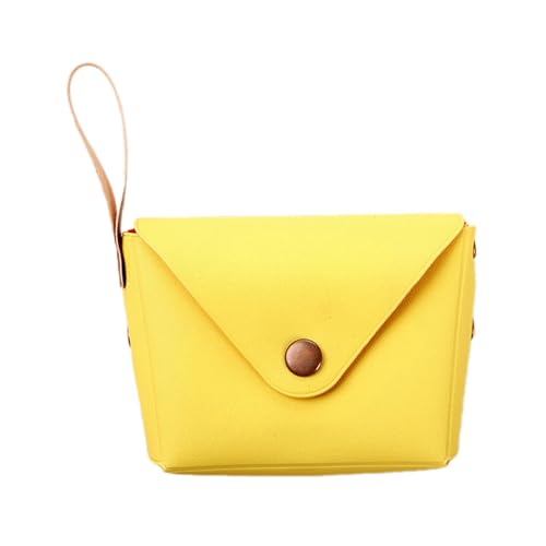 Münzbörse PU-Leder Münztasche Mini Kleingeld Geldbörse Schlüsseltasche Kleine Aufbewahrungstasche Clutch Geldbörse Geschenk für Kinder Frauen Mädchen, gelb, 4*6.5*8cm von MEIBAOGE