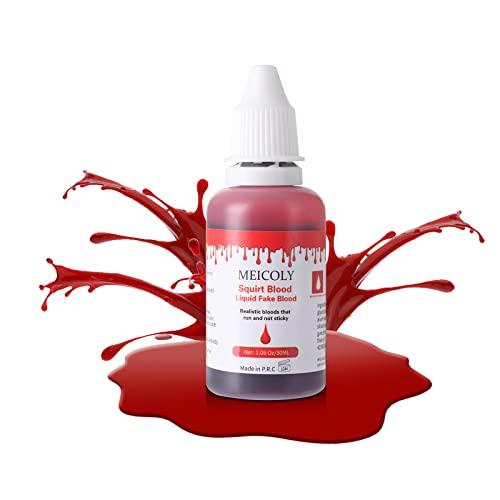 Meicoly 30 g Kunstblut, tropfendes Blut für Halloween, Flüssigblut, essbar, waschbar, tropfendes Blut für Kleidung, hautfreundliches Blut, 30 ml Blut im Strahl, Bri von MEICOLY
