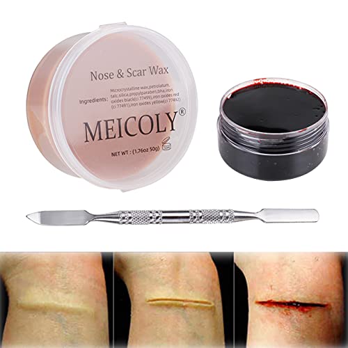 Meicoly Make-up Haut Wachs Spezialeffekte Halloween Set Bühne Fake Wunde Narben Formnarben Wachs mit Spatel, Gerinnungsblut-Gel, 01 Meicoly Make-up Haut Wachs Spezialeffekte Halloween Set Bühne Fake Wunde Narben Formnarben Wachs mit Spatel, Gerinnungsblut-Gel, 01 von MEICOLY