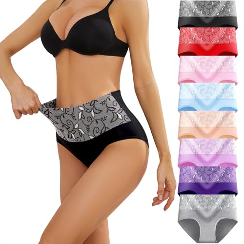 MEIDAYAI Unterhosen Damen, 8er Pack Stretch Baumwolle Hohe Taille Slips Damen Atmungsaktiv Panties Weich Frauen Unterwäsche von MEIDAYAI