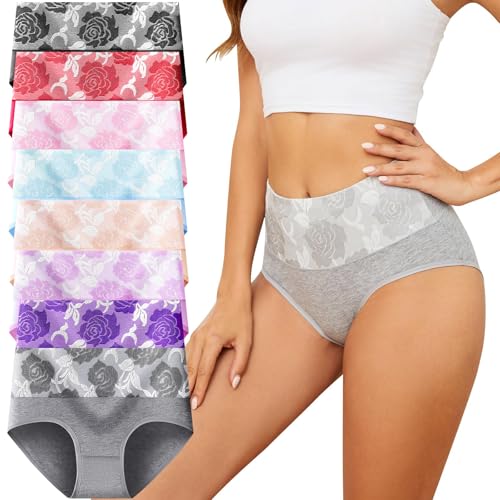 MEIDAYAI Unterhosen Damen, 8er Pack Stretch Baumwolle Hohe Taille Slips Damen Atmungsaktiv Panties Weich Frauen Unterwäsche von MEIDAYAI