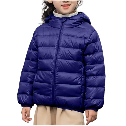 Daunenjacke Mädchen Baumwolle Leichte Winterjacke Warm Kinderjacke Unisex Steppjacke Casual Wintermantel Parka Einfarbig Mantel Kinder Winddichte Langarm Tops mit Kapuze Marine 120 von MEIHAOYIT