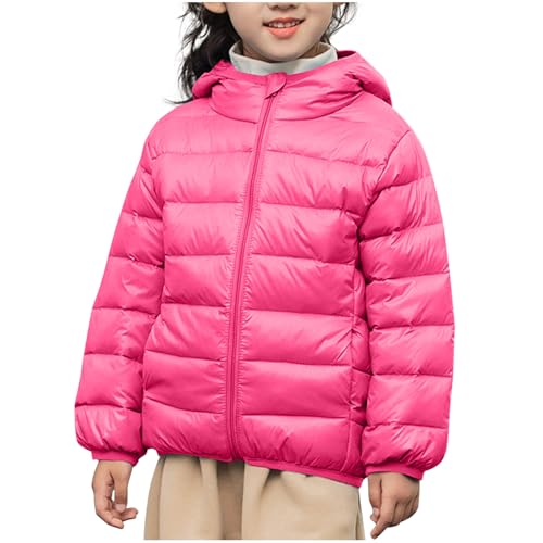 Daunenjacke Mädchen Baumwolle Leichte Winterjacke Warm Kinderjacke Unisex Steppjacke Casual Wintermantel Parka Einfarbig Mantel Kinder Winddichte Langarm Tops mit Kapuze Rosa 140 von MEIHAOYIT