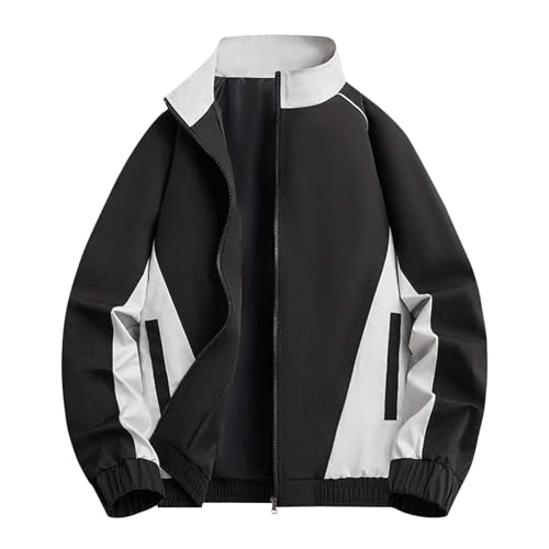 Herren Übergangsjacke Einfarbig Stehkragen Herrenjacke Freizeitjacke Winddichte Herbstjacke Männer Outdoor Softshelljacke Sportjacke Funktionsjacke Blouson Oberteil mit Kapuze 00 Schwarz S von MEIHAOYIT