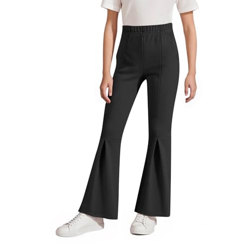 Mädchen Jogginghose Einfarbig Baggy Hose Softshellhose Fitness Unisex Sweatpants Elastischem Bund Cargohose Kinder Teenager Trainingshose Lässige Sporthose mit Tasche 00 Schwarz 120 von MEIHAOYIT