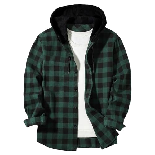 Übergangsjacke Herren Leichte Freizeitjacke Herbstjacke Männer Gitter Langarmshirts Knopfleiste Strickjacken Klassischer Blouson Oberteile Umlegekragen Herrenjacke Cardigan mit Kapuze 00 Armeegrün 120 von MEIHAOYIT