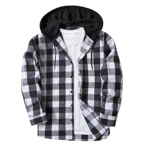 Übergangsjacke Herren Leichte Freizeitjacke Herbstjacke Männer Gitter Langarmshirts Knopfleiste Strickjacken Klassischer Blouson Oberteile Umlegekragen Herrenjacke Cardigan mit Kapuze 02 Grau 120 von MEIHAOYIT
