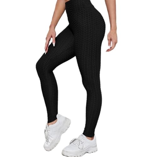 Boombooty Classic Schwarz Sport Leggings Damen High Waist - Modische Scrunch Gym Leggings für EIN formendes Push-Up, atmungsaktiv für Yoga, Anti-Cellulite von MEIION