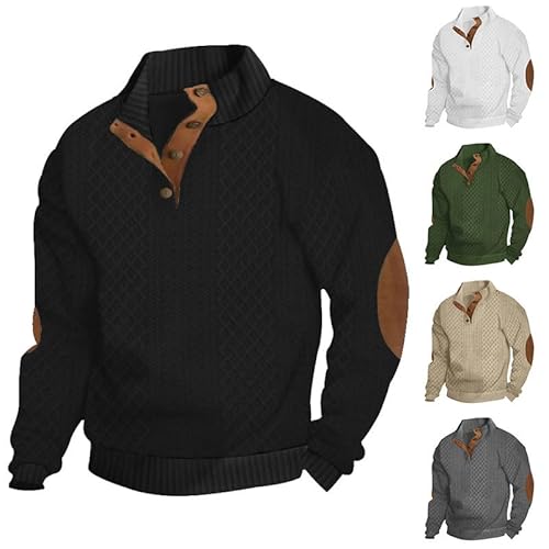 Kleider Leipzig Rollkragenpullover mit Knopfleiste Pullover Cord Herren Winterpullover - Warm Ohne Kapuze Sweatshirt - Perfekter Männer Sweater für die kalte Jahreszeit von MEIION