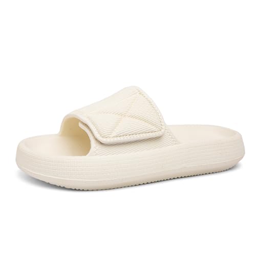 MEIION EVA Hausschuhe für Damen und Herren Magic Tape Dicke Sohle Slipper - Komfort, Stil und Bequemlichkeit für Zuhause, Strand und Garten Unisex Cozy Pillow Slides Plaid Offene Zehe Barfußschuhe von MEIION