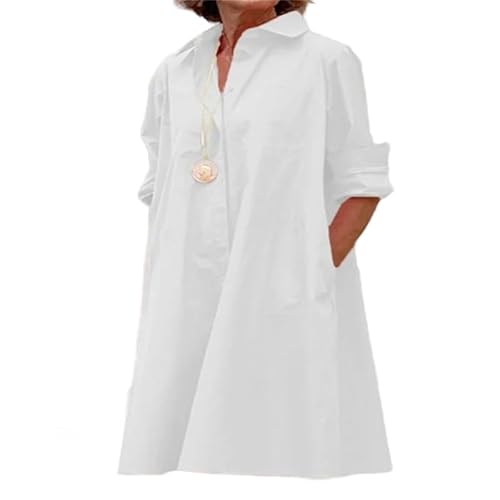 MEIION GINA - SUPER STYLISCHES Polo-Kleid FÜR DEN FRÜHLING Strandkleid Damen - Elegantes Sommerkleid, Langer Strandponcho, Bikini-Cover-Up, Freizeithemd, Modische Bademode von MEIION