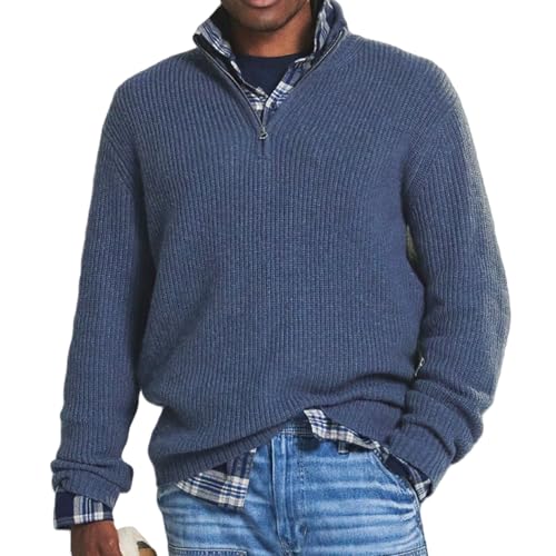 MEIION Hanna Berlin Business Casual Pullover Kleidung Herren Hochwertiger Herren Kaschmir Pullover - Business Casual Zip Rollkragenpullover - Bequem Gestrickter Rollkragen für Eleganz und Komfort von MEIION