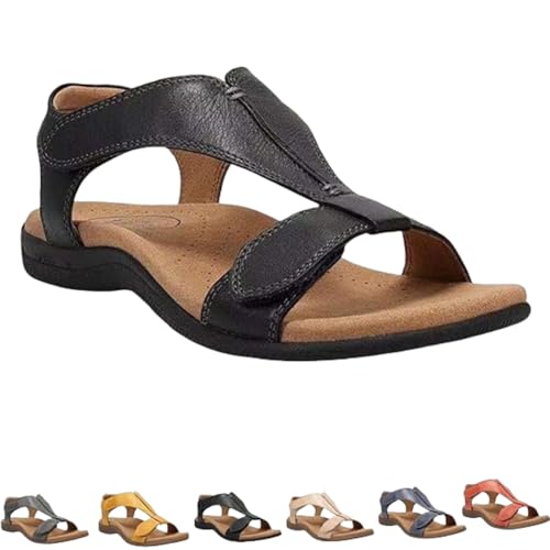 MEIION Leonardo Moretti Anastasia | Handgefertigte Premium-Sandale Damen Bequeme Orthopädische Sandalen, Flache Sandalen mit Fußgewölbeunterstützung und Massageeffekt, Casual Strand-Sandalen von MEIION