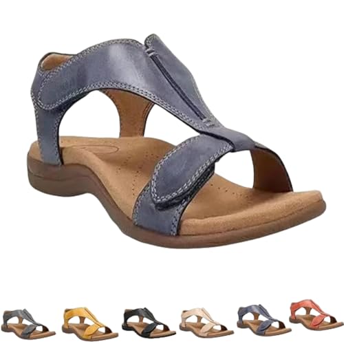 MEIION Leonardo Moretti Anastasia | Handgefertigte Premium-Sandale Damen Bequeme Orthopädische Sandalen, Flache Sandalen mit Fußgewölbeunterstützung und Massageeffekt, Casual Strand-Sandalen von MEIION