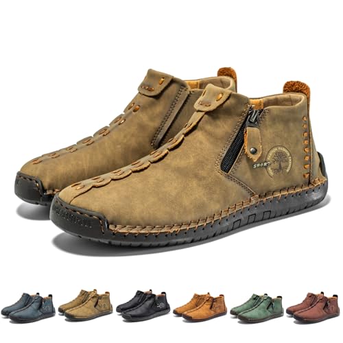 OrthoMoc - Schmerzlindernde Komfortschuhe - Mokassins Mittelalterliche Stiefel aus Leder – Renaissance Barfußstiefel mit Reißverschluss und weicher Sohle von MEIION