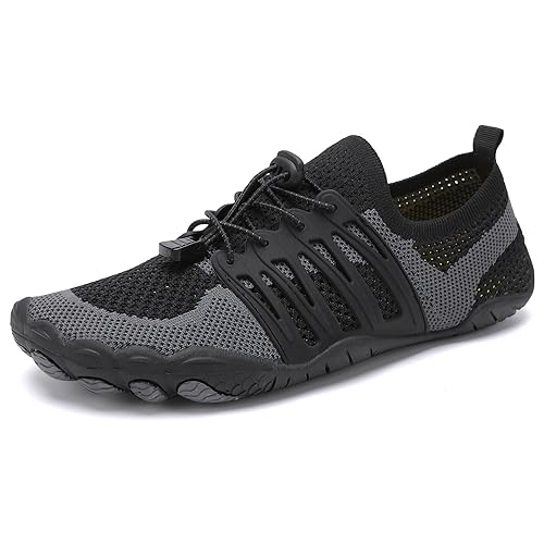 MEIION OutdoorHeld - Das Original Runner Max - rutschfeste Barfußschuhe Breiter Zehenbox Damen Herren Schnell Trocknend Pool-Schuhe, Weich Leicht Traillaufschuhe Gym Fitnessschuhe Schwarz 41 von MEIION