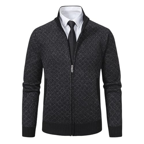 MEIION Steinberg modehaus Stilvolle Herrenjacke Herren Slim Fit Strickjacke mit Stehkragen Langarm Pullover für Freizeit und Business von MEIION