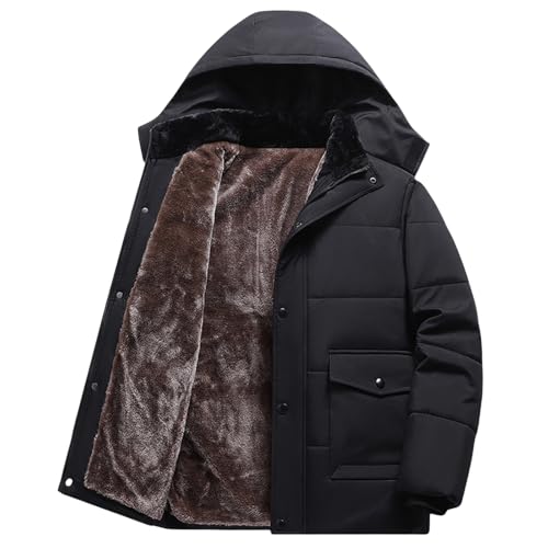 MEIION ThermoMax - Herren-Kapuzenjacke für den Winter – Dick gefütterter, lässiger Windbreaker mit Taschen Gefütterte Herrenjacke mit abnehmbarer Kapuze von MEIION