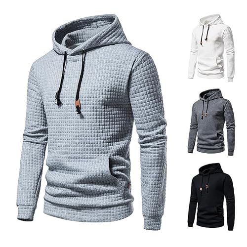 MEIION Weber Mode Stepp-Hoodie Herren Hoodie Kapuzenpullover mit Kordelzug – Lässiger Langarm Jacquard Sweatshirt mit Kariert, Bequem und Vielseitig für Freizeit und Sport von MEIION