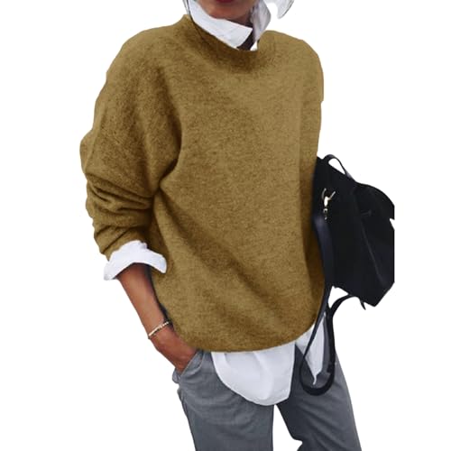 Weicher und Warmer Wolff-Pullover Eleganter Damen Winterpullover – Bequemer, Warmer Langarm-Pullover mit Rundhalsausschnitt in großen Größen von MEIION