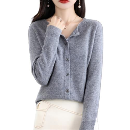 MEIION Wolff Merinowolle Damen Rundhals Cardigan Kaschmir Pullover Kaschmir Strickjacke Damen mit V-Ausschnitt Bequem, Hochwertig, Langärmelig MEIION Wolff Merinowolle Damen Rundhals Cardigan Kaschmir Pullover Kaschmir Strickjacke Damen mit V-Ausschnitt Bequem, Hochwertig, Langärmelig von MEIION