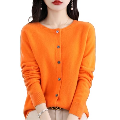 Wolff Merinowolle Damen Rundhals Cardigan Kaschmir Pullover Kaschmir Strickjacke Damen mit V-Ausschnitt Bequem, Hochwertig, Langärmelig von MEIION