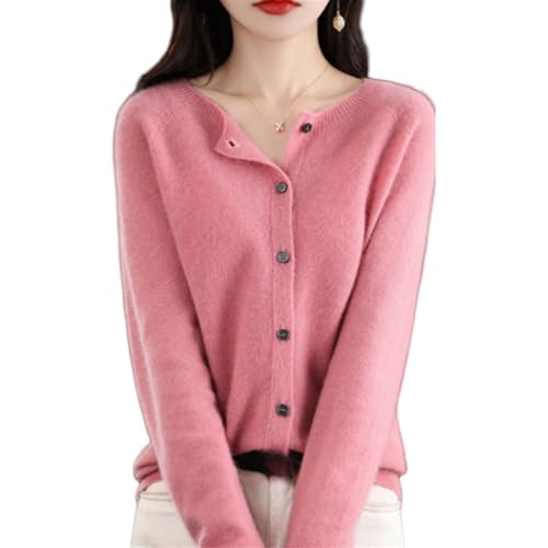 Wolff Merinowolle Damen Rundhals Cardigan Kaschmir Pullover Kaschmir Strickjacke Damen mit V-Ausschnitt Bequem, Hochwertig, Langärmelig von MEIION