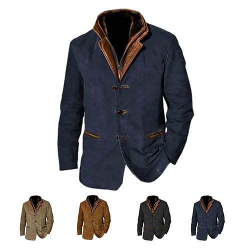 MEIION Hochwertige Lederjacke für Herbst und Winter Herren Reißverschluss Lederjacke - Langarm Motorrad Jacke für Casual Biker - Stehkragen - Warme Übergangsjacke von MEIION