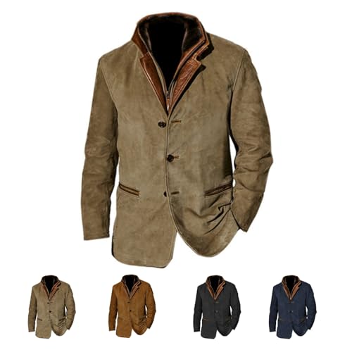 MEIION Hochwertige Lederjacke für Herbst und Winter Herren Reißverschluss Lederjacke - Langarm Motorrad Jacke für Casual Biker - Stehkragen - Warme Übergangsjacke MEIION Hochwertige Lederjacke für Herbst und Winter Herren Reißverschluss Lederjacke - Langarm Motorrad Jacke für Casual Biker - Stehkragen - Warme Übergangsjacke von MEIION