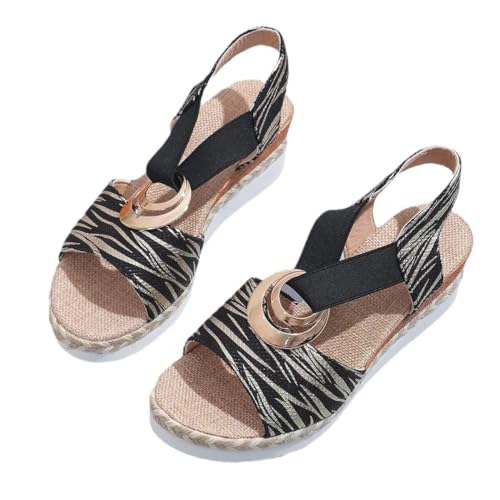 OrthoBea orthopädische schmerzlindernde Sandalen für mehr Komfort Damen Römische Sandalen - Hoher Keilabsatz, Reißverschluss, Pailletten, elegante offene Zehe Party Schuhe von MEIION