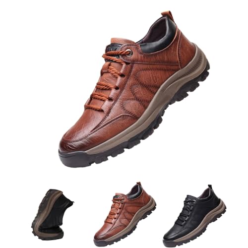 MEIION OrthoLeo - ergonomische schmerzlindernde Komfortschuhe Unisex Handgenähte Herren Freizeitschuhe aus Leder - Rutschfester Sohle, atmungsaktiv, ideal für Alltag und Freizeit von MEIION