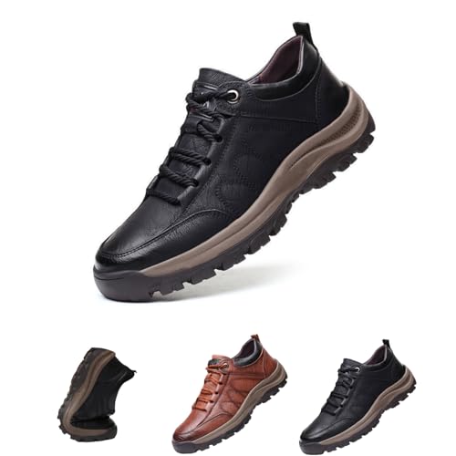 MEIION OrthoLeo - ergonomische schmerzlindernde Komfortschuhe Unisex Handgenähte Herren Freizeitschuhe aus Leder - Rutschfester Sohle, atmungsaktiv, ideal für Alltag und Freizeit von MEIION