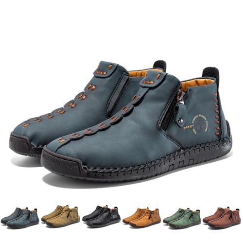 MEIION OrthoMoc - Schmerzlindernde Komfortschuhe - Mokassins Mittelalterliche Stiefel aus Leder – Renaissance Barfußstiefel mit Reißverschluss und weicher Sohle von MEIION