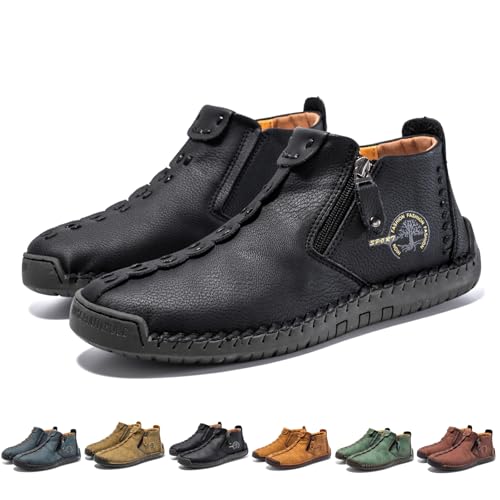 OrthoMoc - Schmerzlindernde Komfortschuhe - Mokassins Mittelalterliche Stiefel aus Leder – Renaissance Barfußstiefel mit Reißverschluss und weicher Sohle von MEIION