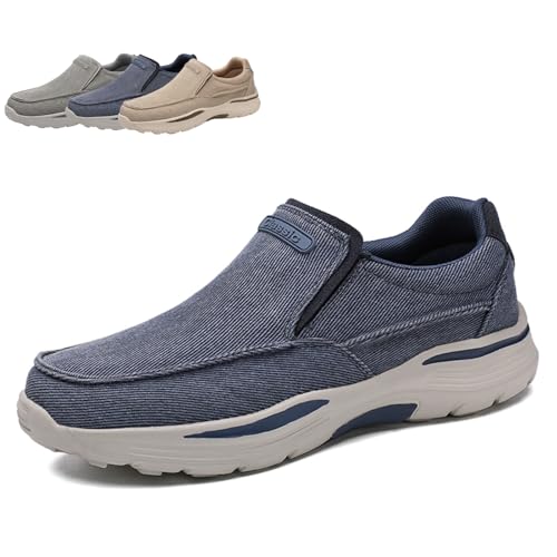 OrthoMotion - Ergonomischer Schuh zur Schmerzlinderung - Unisex Herren Mokassins Slip-On - Bequeme Atmungsaktive Canvas Schuhe für Frühling - Weite Passform Driving Sneaker von MEIION
