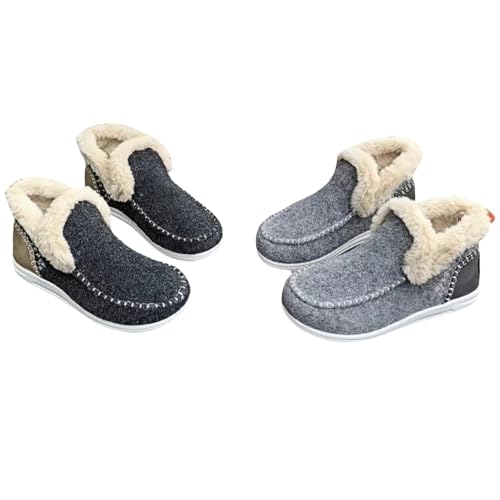 MEIION Orthocomfy - ergonomischer schmerzlindernder Komfortschuh - Plüschgefüttert Damen Bequeme rutschfeste Schuhe aus Mikrosuede mit Warmem Kunstfellfutter –für Drinnen und Draußen von MEIION
