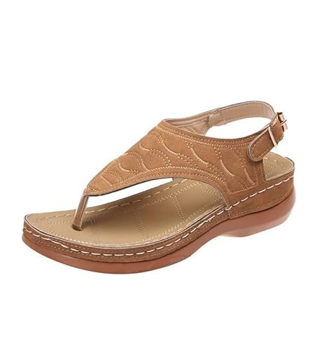 Orthokomfort ergonomische schmerzlindernde Komfort Sandalen für Damen Damen-Sandalen mit hohem Absatz: Offene Zehen, Retro-Strand-Look, perfekt für Sommer-Outfits von MEIION