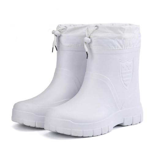 MEIION RainTex - ergonomische & wasserdichte Thermo-Regenstiefel für den Winter Herren Gummistiefel Halbhohe wasserdichte gefütterte Regenstiefel schnürbaren Nylonmanschetten von MEIION
