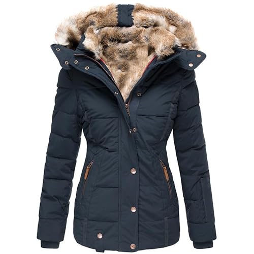 MEIION breitner berlin Warme Jacke mit Kunstfellfutter Damen Wintermantel Warm, dicker Parka mit Kapuze, wasserabweisend, ideal für Herbst und Winter von MEIION