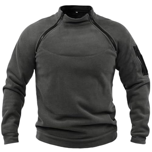 MEIION falken-Stein Winddichter & Taktischer Herren Fleece Pullover Herren Winddichter Tactical Fleece Pullover – Militärischer Sport Sweatshirt für aktive Freizeit, Zip Top ohne Kapuze von MEIION