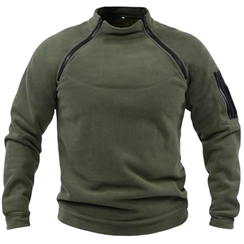 MEIION falken-Stein Winddichter & Taktischer Herren Fleece Pullover Herren Winddichter Tactical Fleece Pullover – Militärischer Sport Sweatshirt für aktive Freizeit, Zip Top ohne Kapuze von MEIION