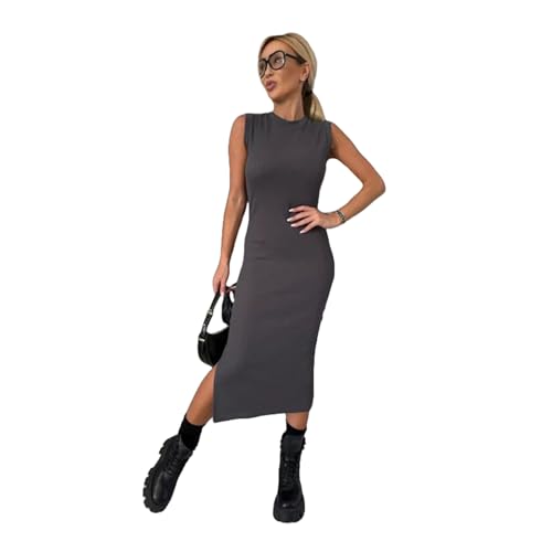 gardhou Damen-Set mit Sweatshirt mit schrägen Schultern und ärmellosem Kleid Zweiteiliges Sweatshirt-Kleid für Frauen Bequemes modisches Set für Freizeit Reisen und Partys von MEIION