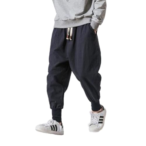 kirakuco Shao - Haremshose Komfort aus Baumwolle Herren Haremshose Baumwolle Leinen mit Taschen – Bequeme Freizeithose für jeden Anlass von MEIION