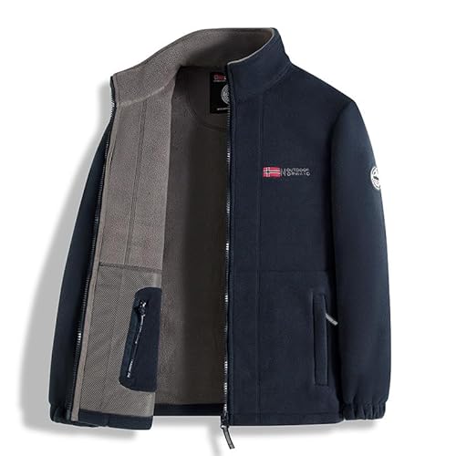 MEIION mundhulle Jacke aus doppellagigem Kunstfleece mit Kapuze fleece jacket Herren Fleecejacke Warm mit Stehkragen – Atmungsaktive Übergangsjacke mit Reißverschlusstaschen von MEIION