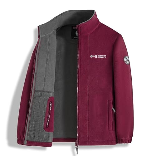 MEIION mundhulle Jacke aus doppellagigem Kunstfleece mit Kapuze fleece jacket Herren Fleecejacke Warm mit Stehkragen – Atmungsaktive Übergangsjacke mit Reißverschlusstaschen von MEIION