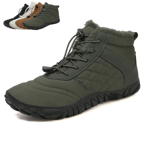 MEIION naturstep Isolierender Winter-Barfußschuh mit rutschfester Sohle - FrostFit Warme Gefütterte Barfußschuhe für Damen und Herren - Rutschfeste, Wasserdichte Traillaufschuhe von MEIION