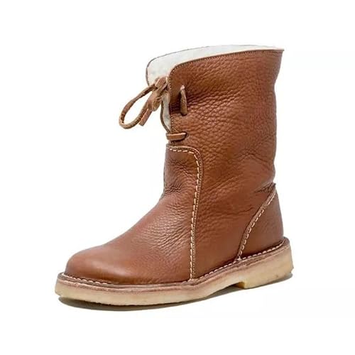 veramodehaus Mit Wolle gefütterte wasserdichte Stiefel Damen Schnee Outdoor Warm Winter Wasserdicht Mid Calf Stiefel von MEIION
